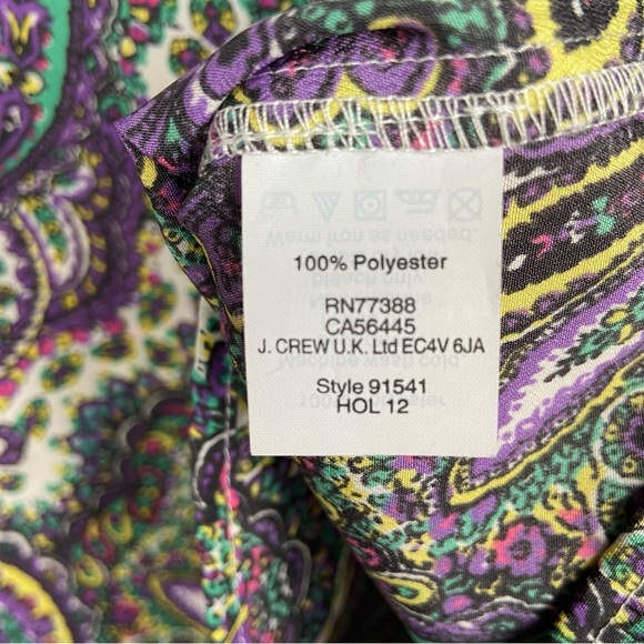 J. Crew Women's Pullover Long Sleeve Blouse Puff‎ Sleeves SMALL Purple Paisley - Picture 8 of 9
